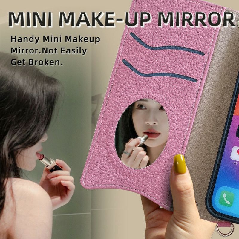 Lærdeksel Folio Deksel Oneplus 13 Mobildeksel Tofarget Lommebok Med Kjede