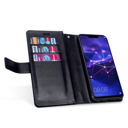 Lærdeksel Til Huawei Mate 20 Lite Lommebok Med Snor