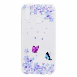 Deksel Til Huawei P20 Lite Transparente Sommerfugler Og Blomster