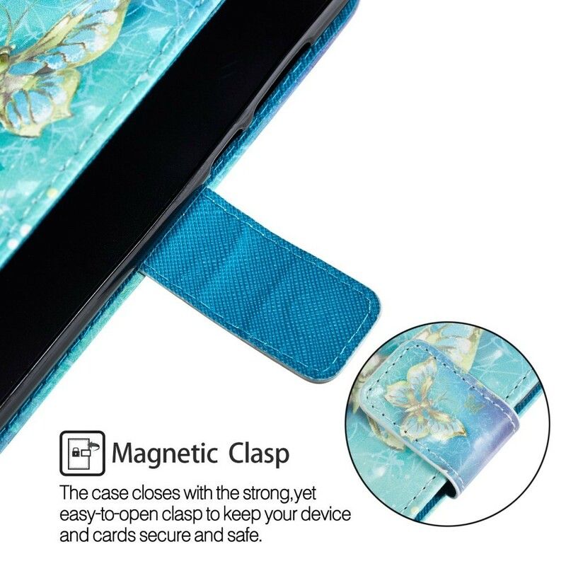 Folio Deksel Til Huawei P20 Lite 3d Gyldne Sommerfugler