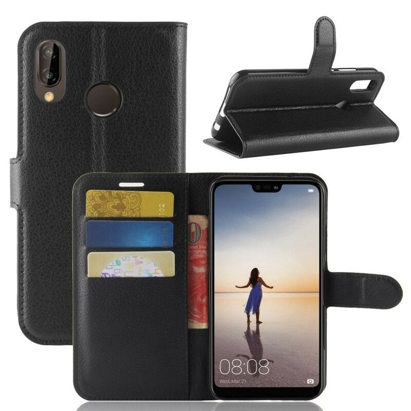 Lærdeksel Til Huawei P20 Lite Retro Litchi