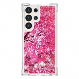 Deksel Samsung Galaxy S24 Ultra 5g Mobildeksel Cherry Blossom Paljetter
