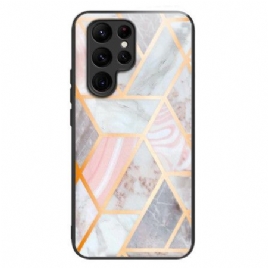 Deksel Til Samsung Galaxy S24 Ultra 5g Rosa Marmor Herdet Glass