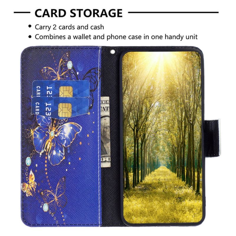 Folio Deksel Til Samsung Galaxy S24 Ultra 5g Lilla Sommerfugler
