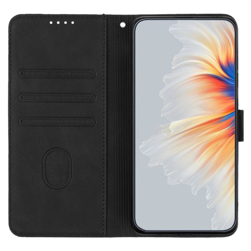 Lærdeksel Folio Deksel Samsung Galaxy S24 Ultra 5g Mobildeksel Smil Med Snor