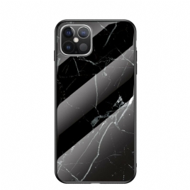 Deksel Til iPhone 12 Pro Max Marmorfarger Herdet Glass