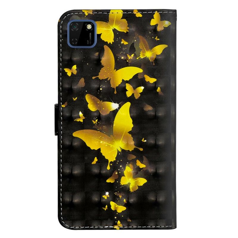Lærdeksel Til Huawei Y5p Gule Sommerfugler