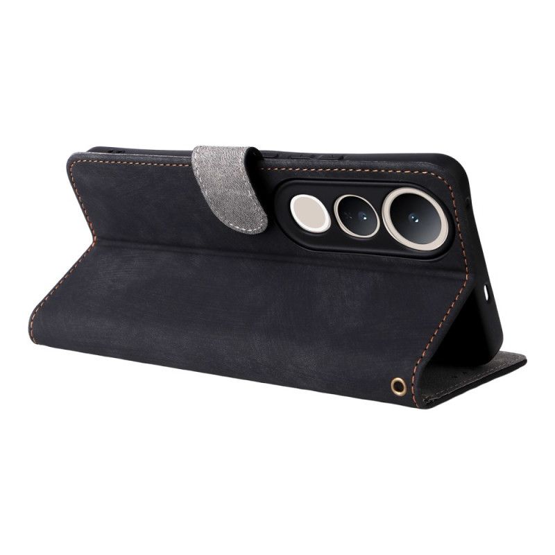 Folio Deksel Vivo V50 Lite 5g Rfid-beskyttelse Med Snor Beskyttelse Deksel