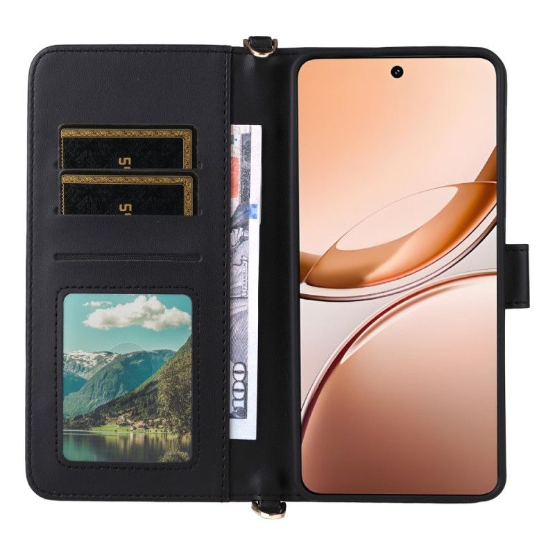 Folio Deksel Vivo V50 Lite 5g Vattert Med Snor Og Skulderstropp Beskyttelse Deksel