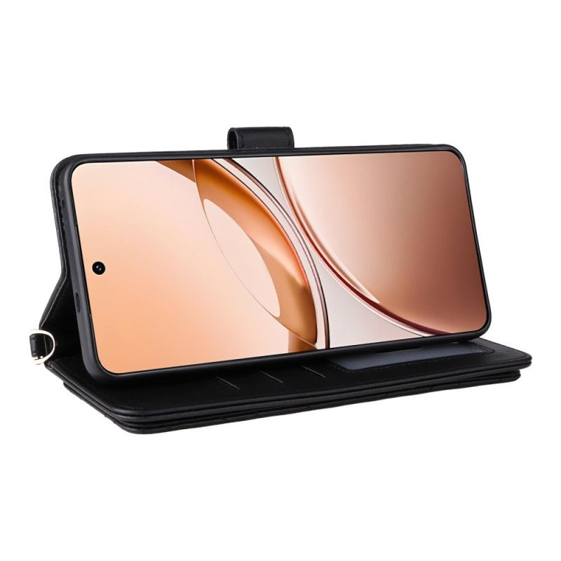 Folio Deksel Vivo V50 Lite 5g Vattert Med Snor Og Skulderstropp Beskyttelse Deksel