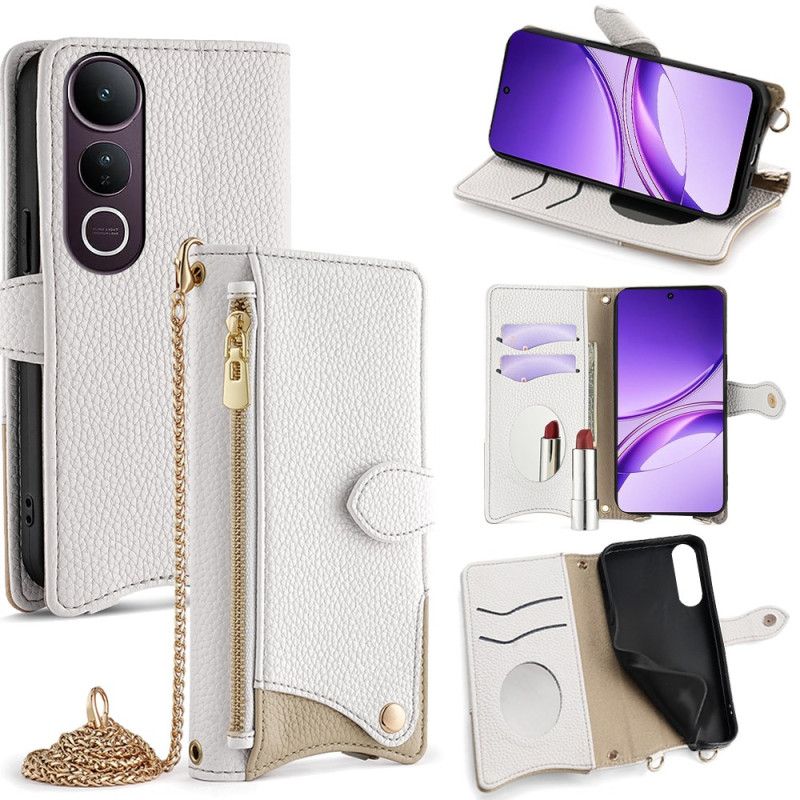 Vivo V50 Lite 5g Skulderlommebok Med Speil Og Kjede