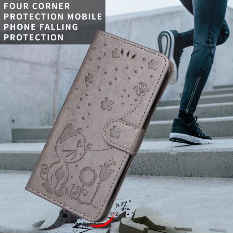 Lærdeksel Folio Deksel Oneplus Nord 5 Katt Og Bie