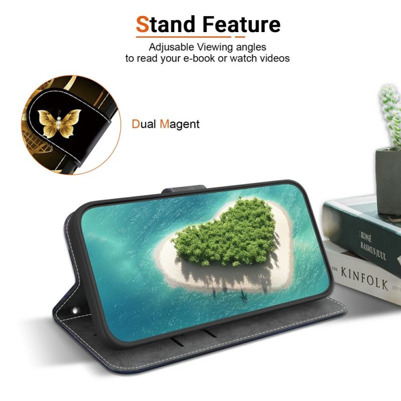 Lærdeksel Folio Deksel Oneplus Nord 5 Mobildeksel Gullblomstermønster