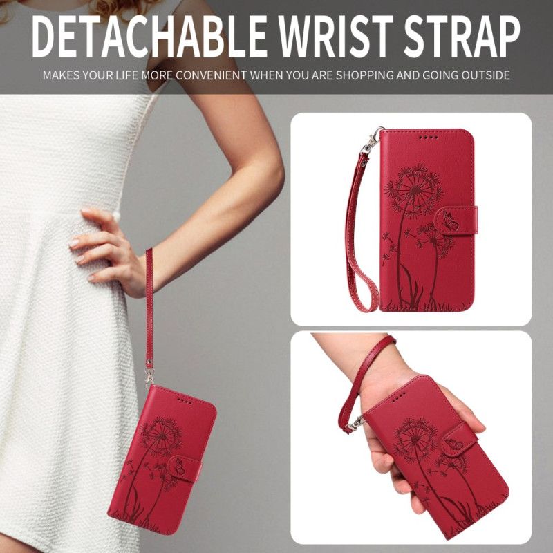 Lærdeksel Folio Deksel Oneplus Nord 5 Mobildeksel Løvetann Med Stropper