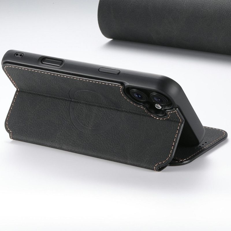Folio Deksel Lær iPhone 17 Magsafe-kompatibel Skinnstil