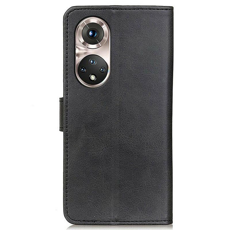Folio Deksel Til Huawei Nova 9 Pro / Honor 50 Pro Imitert Skinn I Matt Overflate