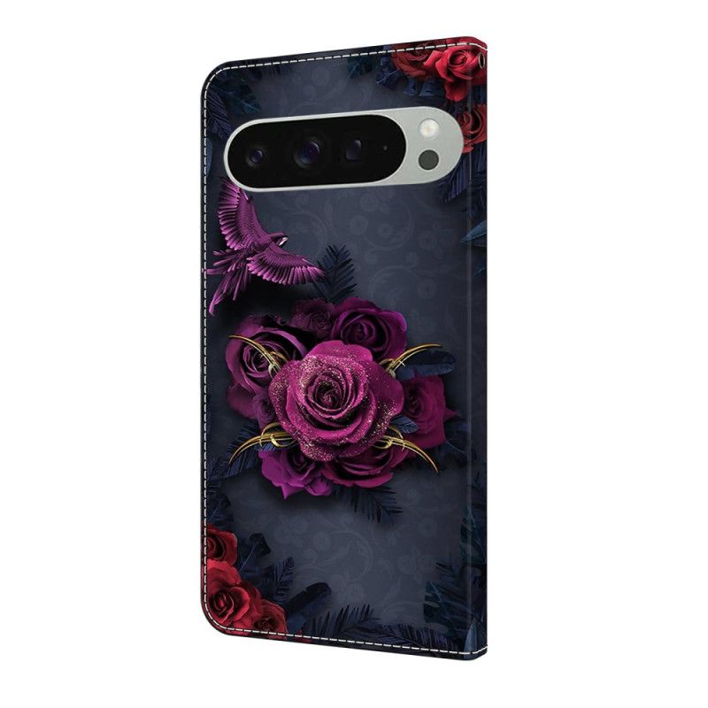 Folio Deksel Google Pixel 10 Pro Xl Blomstermønster Fiolett Beskyttelse Deksel