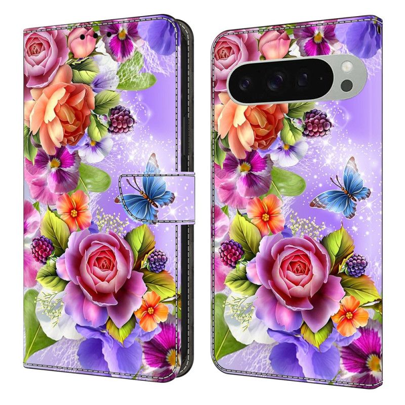 Folio Deksel Google Pixel 10 Pro Xl Fargerike Blomster Beskyttelse Deksel