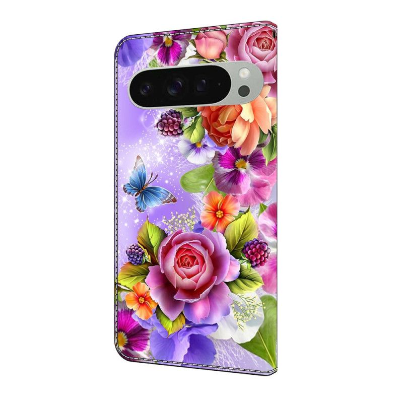 Folio Deksel Google Pixel 10 Pro Xl Fargerike Blomster Beskyttelse Deksel
