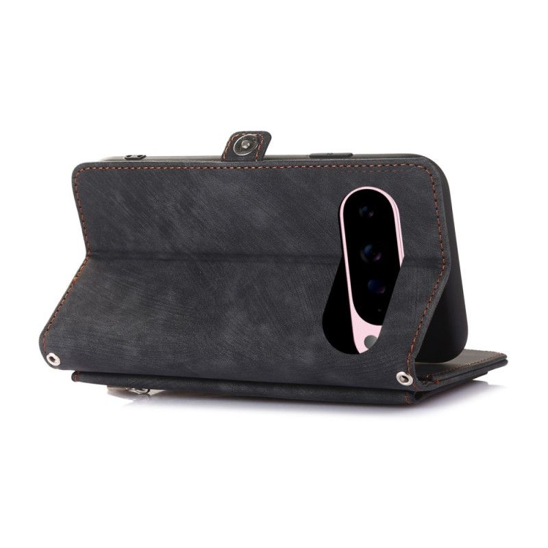 Folio Deksel Google Pixel 10 Pro Xl Lommebok Med Semsket Skinneffekt