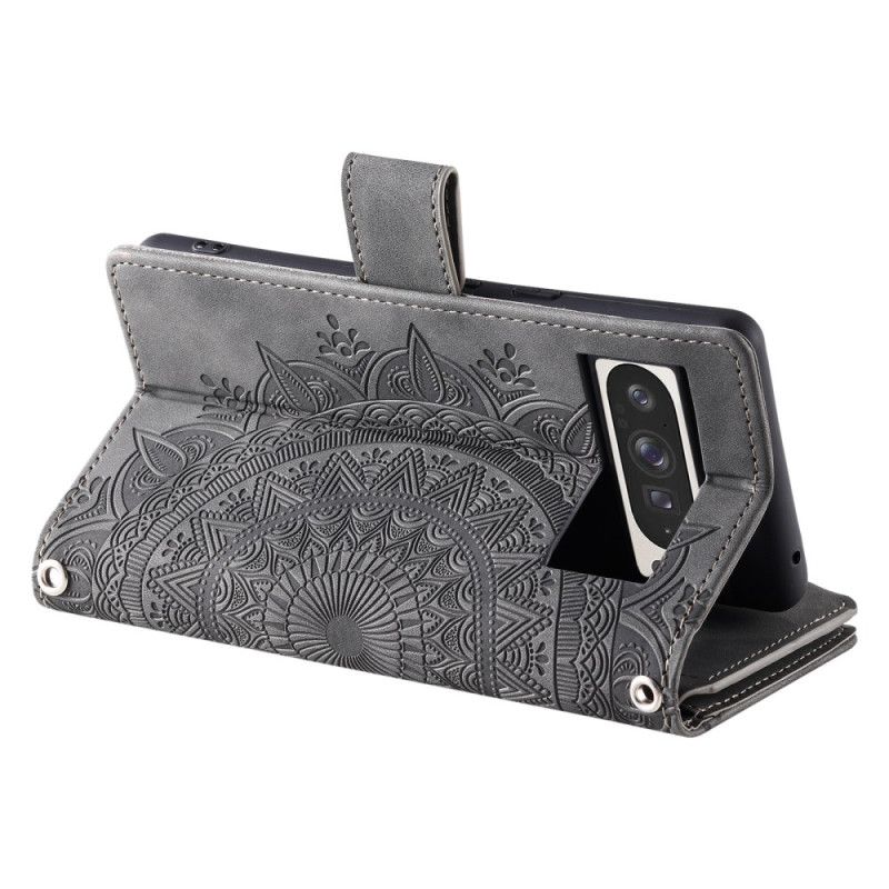 Folio Deksel Google Pixel 10 Pro Xl Mandala-lommebok I Semsket Skinn