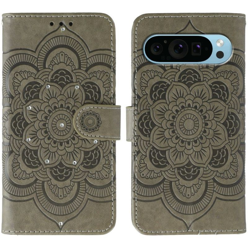 Folio Deksel Google Pixel 10 Pro Xl Rhinestone-mandala