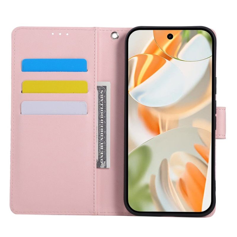 Lærdeksel Folio Deksel Google Pixel 10 Pro Xl Mobildeksel Rosetrykk