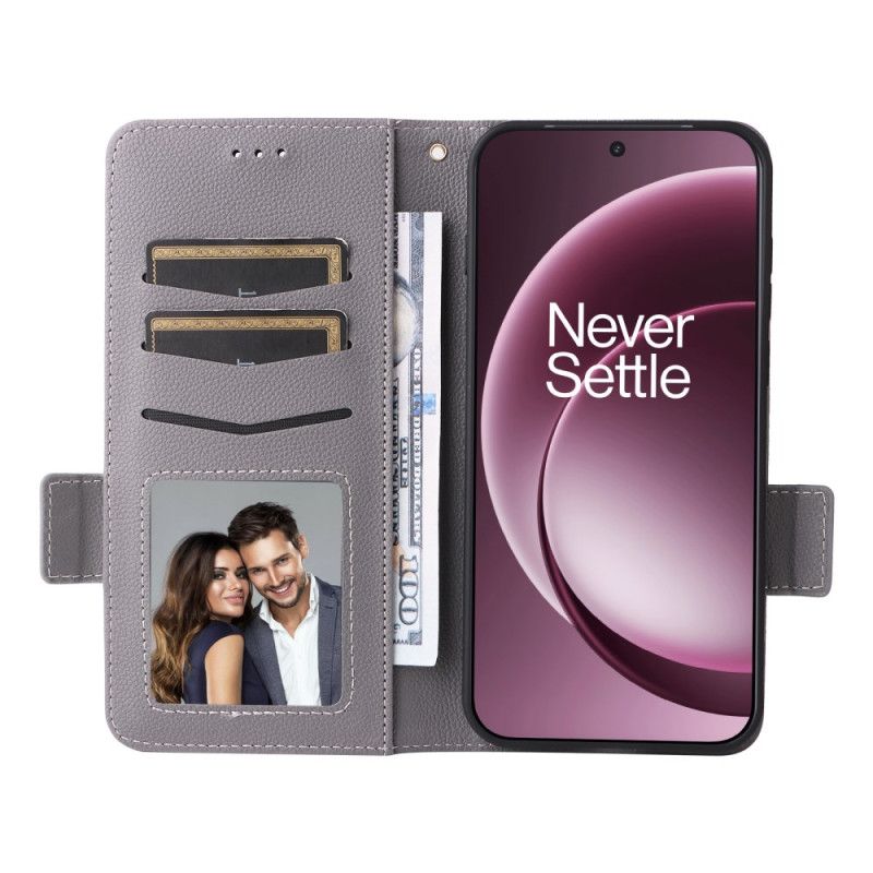 Folio Deksel Oneplus 15 Imitasjon I Skinn Med Stropp Beskyttelse Deksel