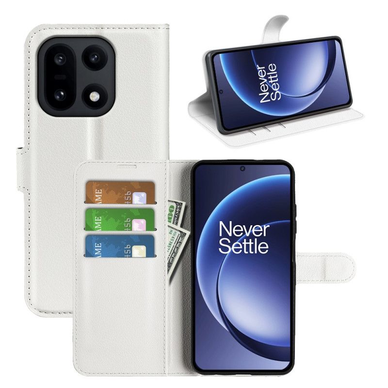 Folio Deksel Oneplus 15 Litchi I Kunstskinn