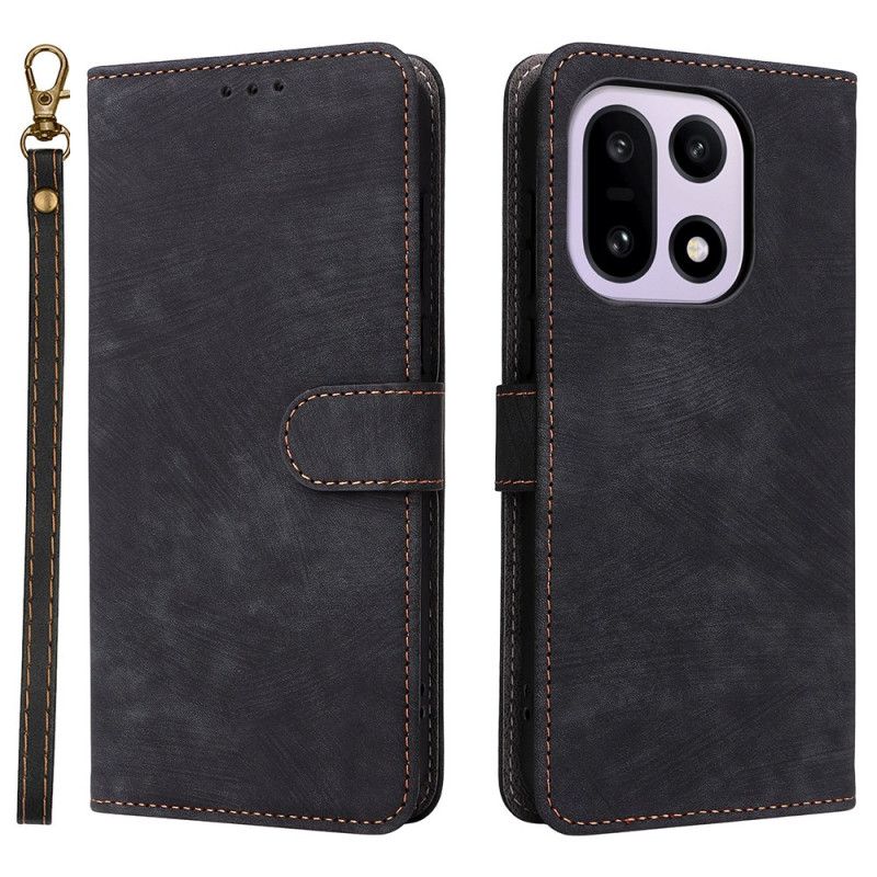 Folio Deksel Oneplus 15 Semsket Skinn-effekt Med Stropp Beskyttelse Deksel