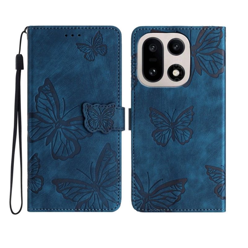 Folio Deksel Oneplus 15 Semsket Skinneffekt Med Sommerfugler