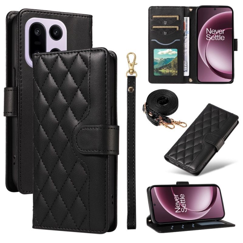 Folio Deksel Oneplus 15 Vattert Med Skulderstropp Og Stropp