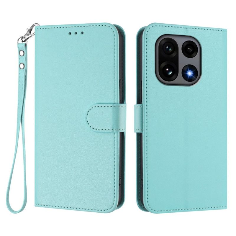 Lærdeksel Folio Deksel Oneplus 15 Ensfarget Med Stropp