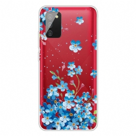 Deksel Til Samsung Galaxy A02s Blå Blomster