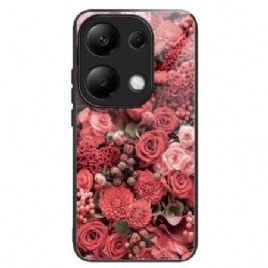 Deksel Xiaomi Redmi Note 13 Pro 4g Røde Og Rosa Blomster Av Herdet Glass