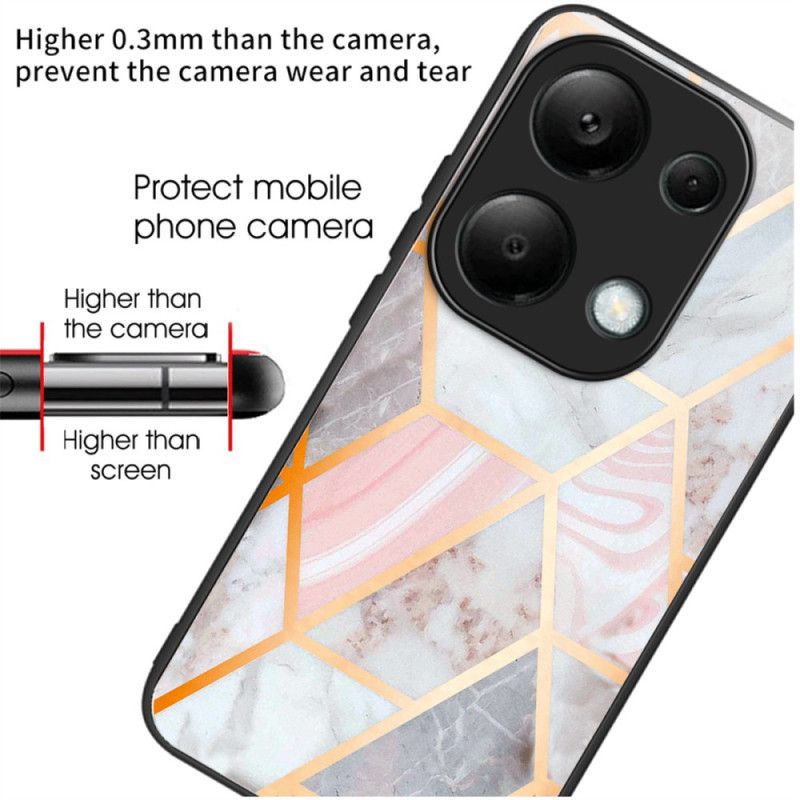 Deksel Xiaomi Redmi Note 13 Pro 4g Rosa Marmor Herdet Glass