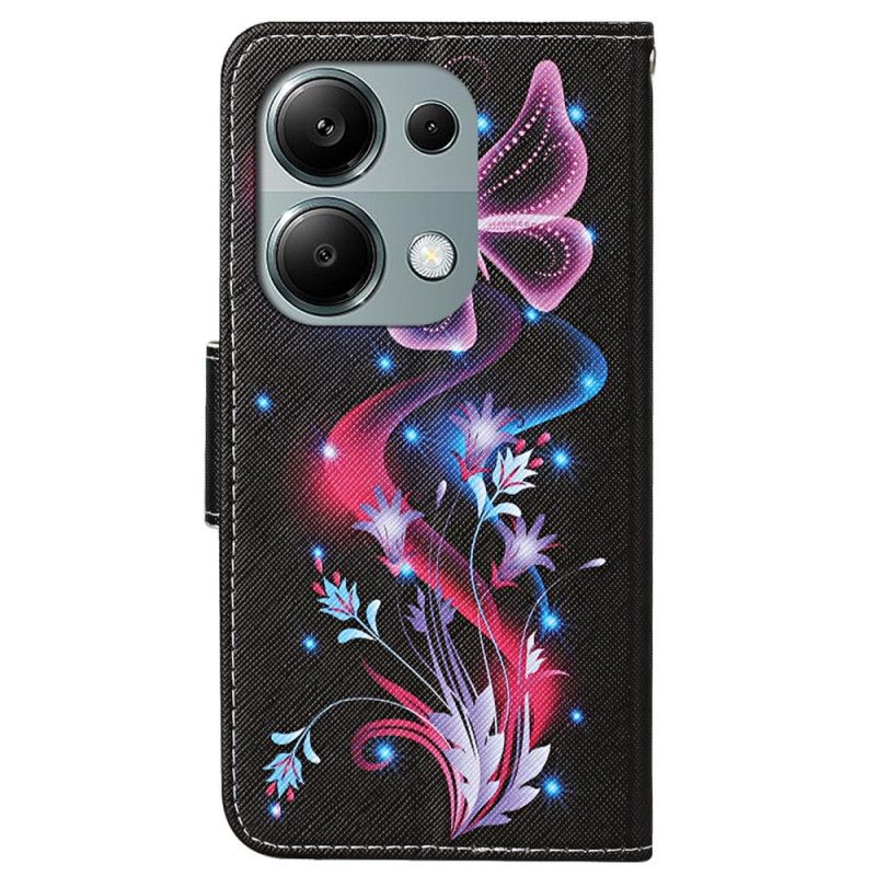 Folio Deksel Til Xiaomi Redmi Note 13 Pro 4g Fluorescerende Sommerfugler I Lnaière