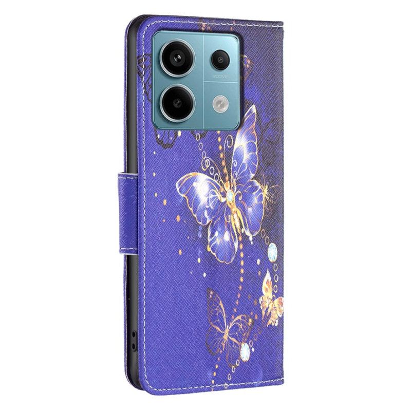Folio Deksel Xiaomi Redmi Note 13 Pro 4g Lilla Sommerfugler Beskyttelse Deksel