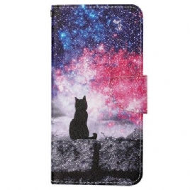 Lærdeksel Folio Deksel Xiaomi Redmi Note 13 Pro 4g Mobildeksel Stjernehimmel Og Snorkatt
