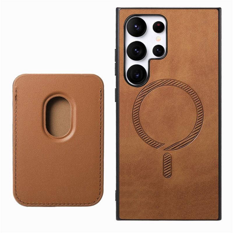 Deksel Samsung Galaxy S25 Ultra 5g Avtakbar Magnetisk Kortholder I Semsket Skinnstil