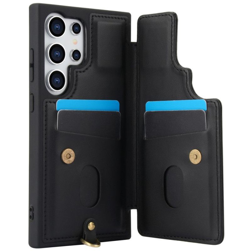 Deksel Samsung Galaxy S25 Ultra 5g Kortholder Med Snor Og Skulderstropp Beskyttelse Deksel