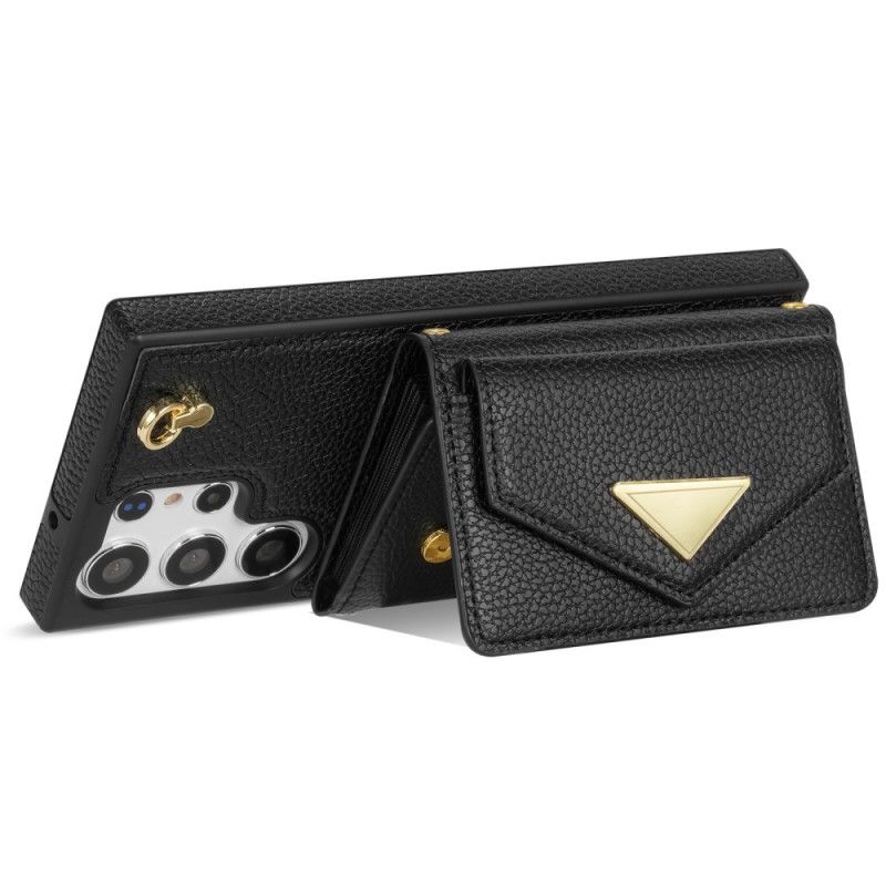 Deksel Samsung Galaxy S25 Ultra 5g Læreffekt Med Kortholder Og Stropp