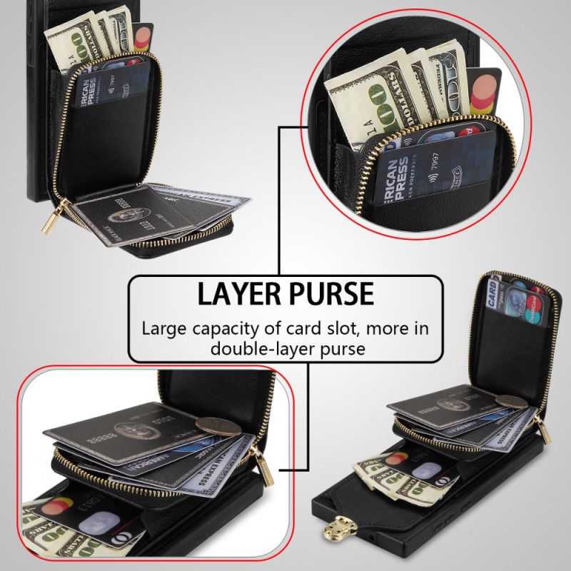 Deksel Samsung Galaxy S25 Ultra 5g Lommebok Med Glidelås Og Skulder