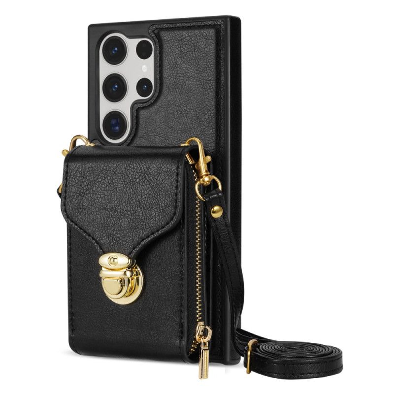 Deksel Samsung Galaxy S25 Ultra 5g Lommebok Med Glidelås Og Skulder