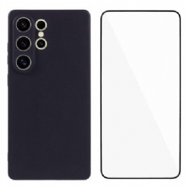 Deksel Samsung Galaxy S25 Ultra 5g Matt Silikon Med Skjermbeskytter I Herdet Glass