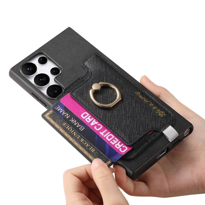 Deksel Samsung Galaxy S25 Ultra 5g Mobildeksel Avtakbar Kortholder I Semsket Skinnstil