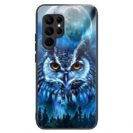 Deksel Samsung Galaxy S25 Ultra 5g Mobildeksel Ugle Og Måne I Herdet Glass