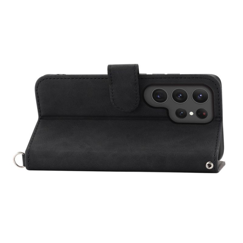 Folio Deksel Samsung Galaxy S25 Ultra 5g Blomstermønster Og Stropper