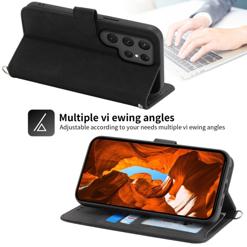 Folio Deksel Samsung Galaxy S25 Ultra 5g Blomstermønster Og Stropper