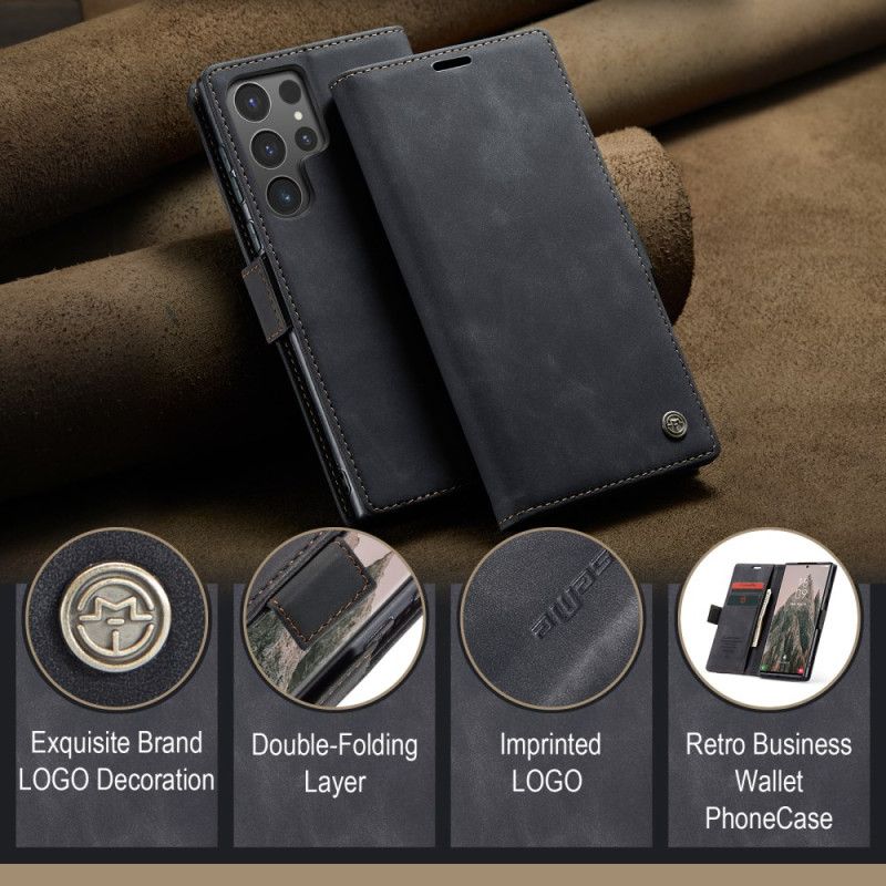 Folio Deksel Samsung Galaxy S25 Ultra 5g Caseme Med Semsket Skinneffekt